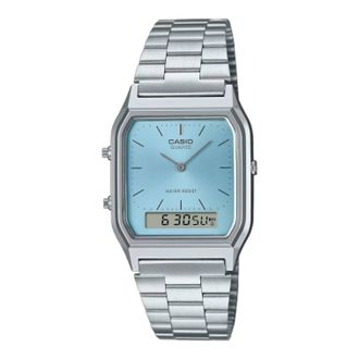 Casio Vintage Waterproof Stainless Steel Strap Silver Blue AQ-230A-2A1MQY