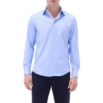 Bugatchi James OoohCotton Button-Up Shirt in Air Blue at Nordstrom, Size Xxx-Large