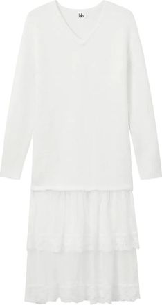 B+ab Midi-jurk met V-hals - Wit