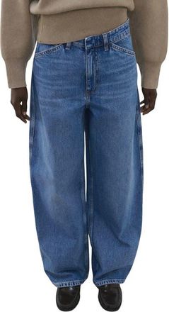 Mango Mid Rise Balloon Jeans in Medium Blue at Nordstrom, Size 12