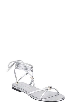 Marc Fisher Este Ankle Wrap Sandal in Silver at Nordstrom, Size 9.5