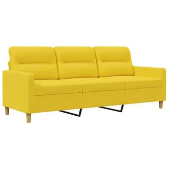 vidaXL Sof&aacute; De 3 Plazas De Tela Amarillo Claro 180 Cm Vidaxl