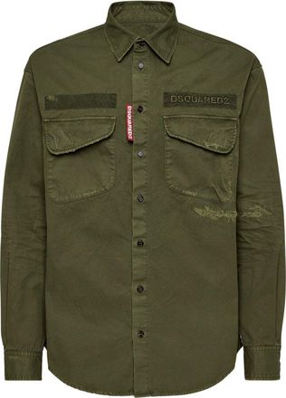 Dsquared2 Ranger logo-embroidered shirt - men - Cotton - 52 - Green
