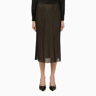 Vince Womens Black And Beige Viscose Midi Skirt - Size Medium