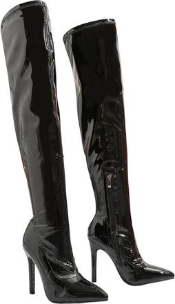 Generic Women Over Knee Elastic Leather Boots Pointed Toe Thin Heel Stretch Casual Long Boot