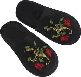 Generic House Slipper Scorpion And Rose Comfortable Home Slippers Plush Portable Womens Slippers Hotels Bedroom L