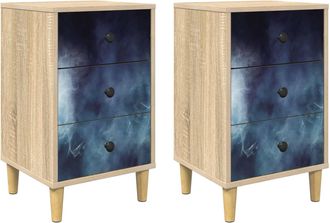 vidaXL Mesa De Noche Raalte 2 Uds. Roble Sonoma 36 X 33 X 60 Cm Vidaxl