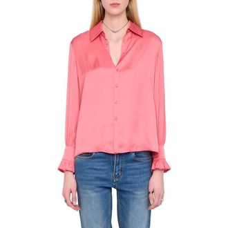 Zadig&Voltaire Thely Satin Shirt in Tea Rose at Nordstrom, Size X-Small Regular