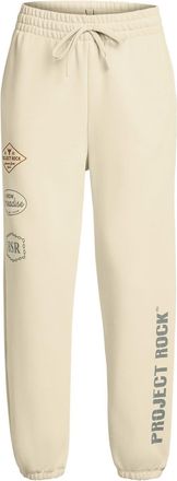 Under Armour Womens Project Rock Lettering Graphic Joggers in Brown - Size 12 UK