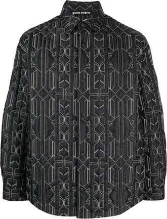 Palm Angels Grey Monogram Motif Shirt