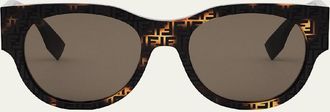 Fendi Baguette Logo Round Acetate Sunglasses