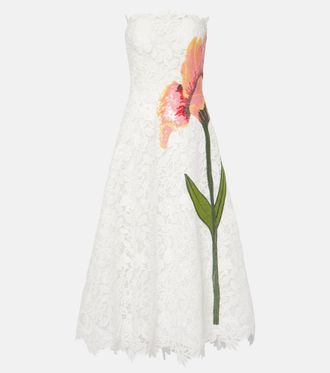 Costarellos Mariela floral sequined lace midi dress