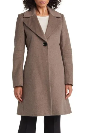 Via Spiga Walker Single Breasted Wool Blend Coat in Portabello at Nordstrom, Size Medium