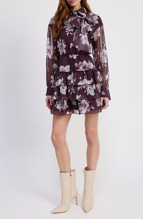 En Saison Annaliese Long Sleeve Shirtdress in Plum Gray at Nordstrom Rack, Size X-Small
