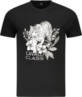 Cavalli Zwarte Katoenen Heren T-Shirt - Heren - T-shirts - Zwart - XL - Katoen - Tops