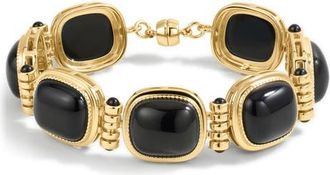 Luv AJ The Midnight Mesa Black Agate Bracelet in Gold at Nordstrom
