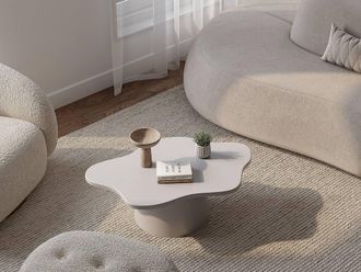 Vente-Unique Metal Coffee Table - Cream - POLENDRA