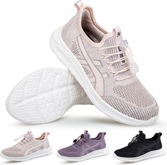 Generic Gym Trainers Womens Wide Fit,Adjustable Round Toe Tennis Shoes,Casual Paneled Athletic Sneakers,Comfortable Low Top Jogging Shoes,Lightweight Extra Wi