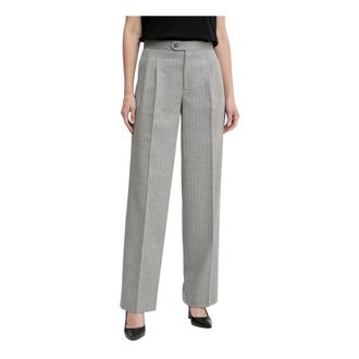 Twinset Broeken, Dames, Grijs, M, Wol, Gestreepte Pantalon met Plooi