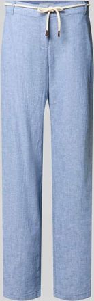 Christian Berg Hose aus Leinen-Baumwoll-Mix mit Bindeg&uuml;rtel in Blau Melange, Gr&ouml;&szlig;e 34