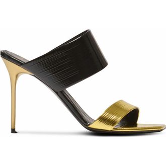 Balmain Pb Mules In Striped Leather in Black at Nordstrom, Size 38 Eu