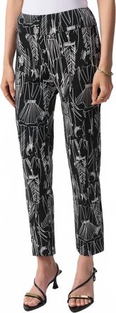 Joseph Ribkoff Sketch Print Pull On Cropped Pants In Black/vanilla