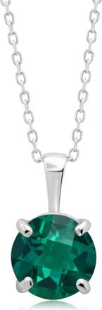 MAX + STONE 14k Yellow or White Gold 8mm Gemstone Round Pendant Necklace with 18 Inch Chain
