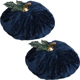 Mark Roberts Handmade Set Of 2 Velvet Pumpkins Large - 10 X 6In