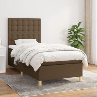 vidaXL Vidaxl - Cama Box Spring Con Colch&oacute;n Tela Marr&oacute;n Oscuro 100x200 Cm