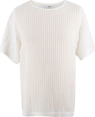 Commas White Linen Blend T-Shirt Size S