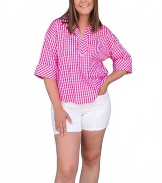 Entro Glam Popover Blouse In Hot Pink