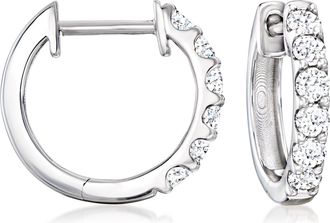 Ross-Simons Lab-Grown Diamond Huggie Hoop Earrings in Sterling Silver