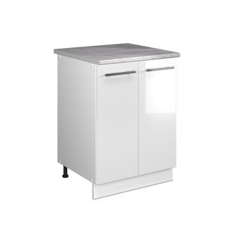 Vicco Mueble Bajo Para Fregadero Fame-line, Blanco Alto Brillo/blanco, 60 Cm, Vicco