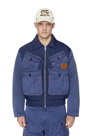 Diesel Padded jacket with utility pockets - Winter Jackets - Man - Blue
