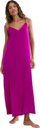 Triumph Sommerkleid TRIUMPH Summer Satin Dress, Damen, Gr. 36, N-Gr, raspberry juice, Satin, Obermaterial: 100% Polyester, bequem lang, tiefer V-Ausschnitt, K