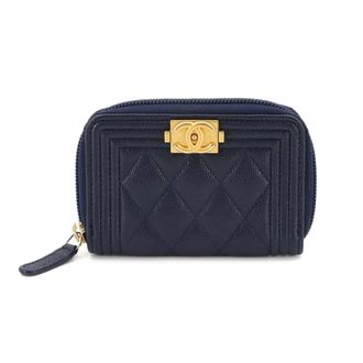 Chanel Navy Grained Calfskin Coin Purse/Coin Case (Pre-Owned)