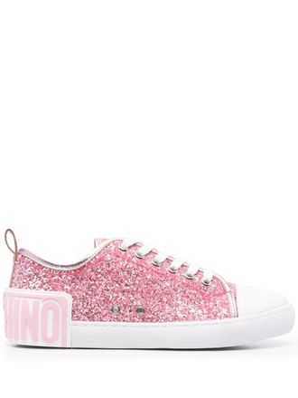 Moschino glitter-embellished sneakers - Pink