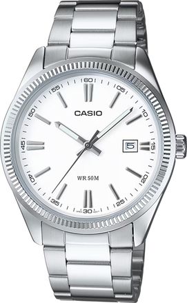 Casio Mens Silver Stainless Steel Analog Watch with White Dial - MTP-1302D-7A1V