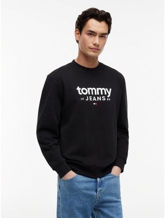 Tommy Hilfiger Mens Tommy Jeans Logo Sueded Sweatshirt - Black - XXL
