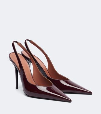 Amina Muaddi Anok patent leather slingback pumps