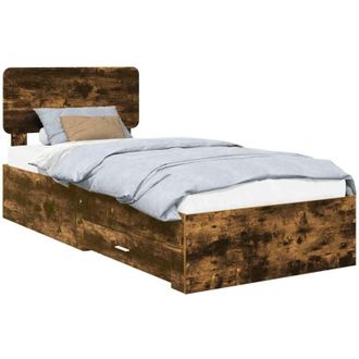 vidaXL Bed Frame with Headboard Smoked Oak 90 x 190 cm Engineered Wood vidaXL