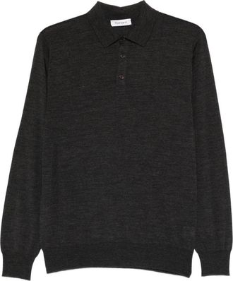 Kangra Cashmere Long Sleeve Wool Polo Shirt