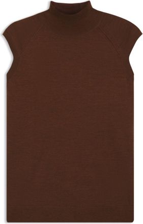 BOSS Sleeveless mock-neck sweater in merino wool