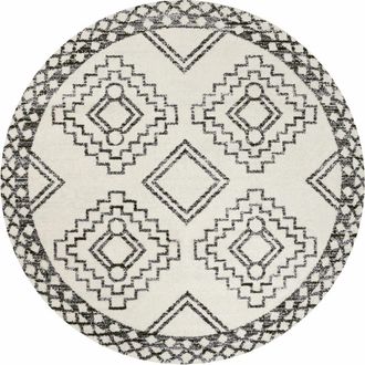 Jonathan Y Designs Amir Moroccan Beni Souk Round Area Rug in Cream/black at Nordstrom, Size 3Ft 0In X 3Ft 0In