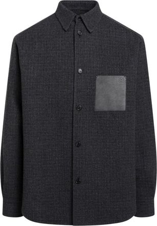 Loewe Overshirt - Heren - Casual Overhemden - Grijs - L - Wol - Overhemden