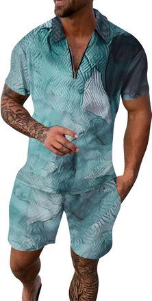 Generic Mens Tracksuit Set, Tracksuit for Men UK Sports Track Suits Set 2 Pieces Mens Outfits Suit Mens Leisure Men Clothing Hawaiian Outfits Running Suits Gr