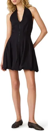 Steve Madden Dianna Halter Neck Stretch Cotton Minidress in Black at Nordstrom, Size X-Small