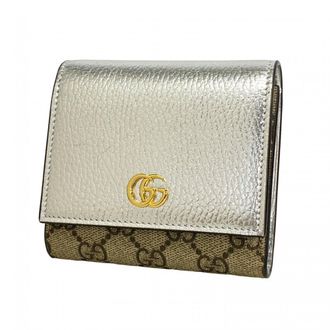 Gucci Silver Beige Leather Wallet (Bi-Fold) (Pre-Owned)