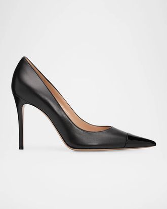 Gianvito Rossi 95mm Leather Cap-Toe Pumps