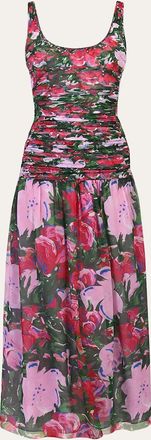 Diane Von F&uuml;rstenberg Lorna Ruched Floral-Print Midi Dress